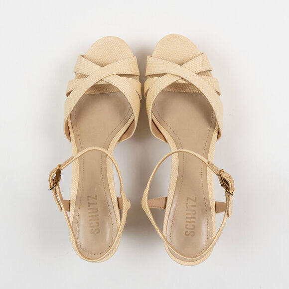 Schutz Women Keefa Platform Sandals Natural Light Wood Size 8 - Picture 5 of 6